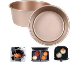 Eiervormen voor Airfryer, 2 Stuks Ramekin Accessoires, 10cm Rond, Herbruikbaar Koolstofstaal, Perfect voor Gepocheerde Eieren en Bakken