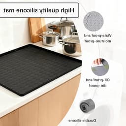 Wasmachinehoes 60 x 50 cm, antislip siliconen mat voor bescherming, wasruimte en keukenwerkblad, zwart — thumbnail 4