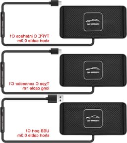 Draadloze Autolader voor iPhone en Qi Telefoons - 10W Snellader met Antislip Siliconen Mat, USB-kabel en Houder voor Dashboard of Kantoorgebruik — thumbnail 6