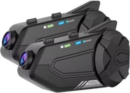 Motorhelm Intercom Met 1080P Full HD Dashcam - Bluetooth Headset - 1000M Bereik - WiFi App Bediening - 64GB Opslag - Noise Cancelling - Voice Control - Waterdicht - FM Radio - 1500mAh Batterij - Ideaal Voor Toerritten & Groepscommunicatie - 2 Stuks — thumbnail 1