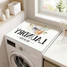 Wasmachine Droger Mat - Apparaat Beschermer - Apparaten Beschermen - Waterabsorberend Antislip - 60 x 50 cm - Groen Blad Patroon — thumbnail 1