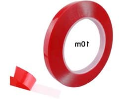 10 meter x 10mm zware kwaliteit dubbelzijdige acryl plakband, transparant, waterproof en hittebestendig, ideaal voor bevestigen en monteren