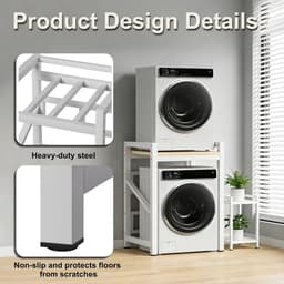 Wasmachine Droger Stapelkit - Wasrek Verhoger - Ruimte Besparen - Verstelbare Hoogte - 73 x 63 x 105 cm - Zwart — thumbnail 3