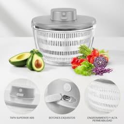 Elektrische Salade Spinner - Groente Droger - Snel Groenten Drogen - Grote 4L Kom - 22 cm - Grijs — thumbnail 5