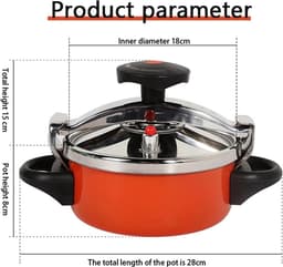 Pressure Cooker, 2L Small Pressure Cooker Stainless Steel for Pressure Foodie or Steaming, Compatible Induction Hob Gas Home Hob — thumbnail 3