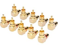 5 Paar RCA Adapters, 90 Graden Hoekconnectoren, Male naar Female Conversie Stekkers, Goud Geplateerde RCA Verbindingspluggen voor Audio en Video