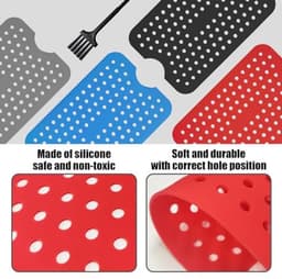 4 stuks siliconen friteuse matten met 1 borstel airfryer accessoires toren airfryer inserts friteuse matten airfryer matten airfryer oven (zwart, rood, blauw, grijs) — thumbnail 6