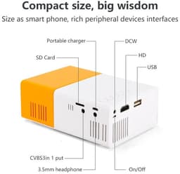 Dailygoods - Dailygoody - Projector - Draagbare thuisbioscoop - Mini beamer - Geel - 1080p Full HD - Geschikt voor smartphone, tablet en laptop - Compact ontwerp — thumbnail 4