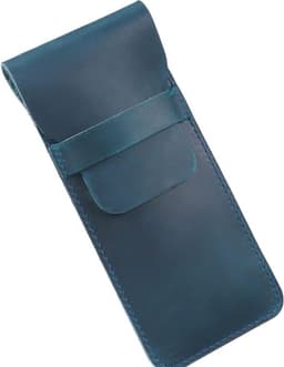 Handgemaakt Leren Pennenhouder met Crazy Horse Afwerking - Blauw, Ideaal voor School en Kantoor — thumbnail 1
