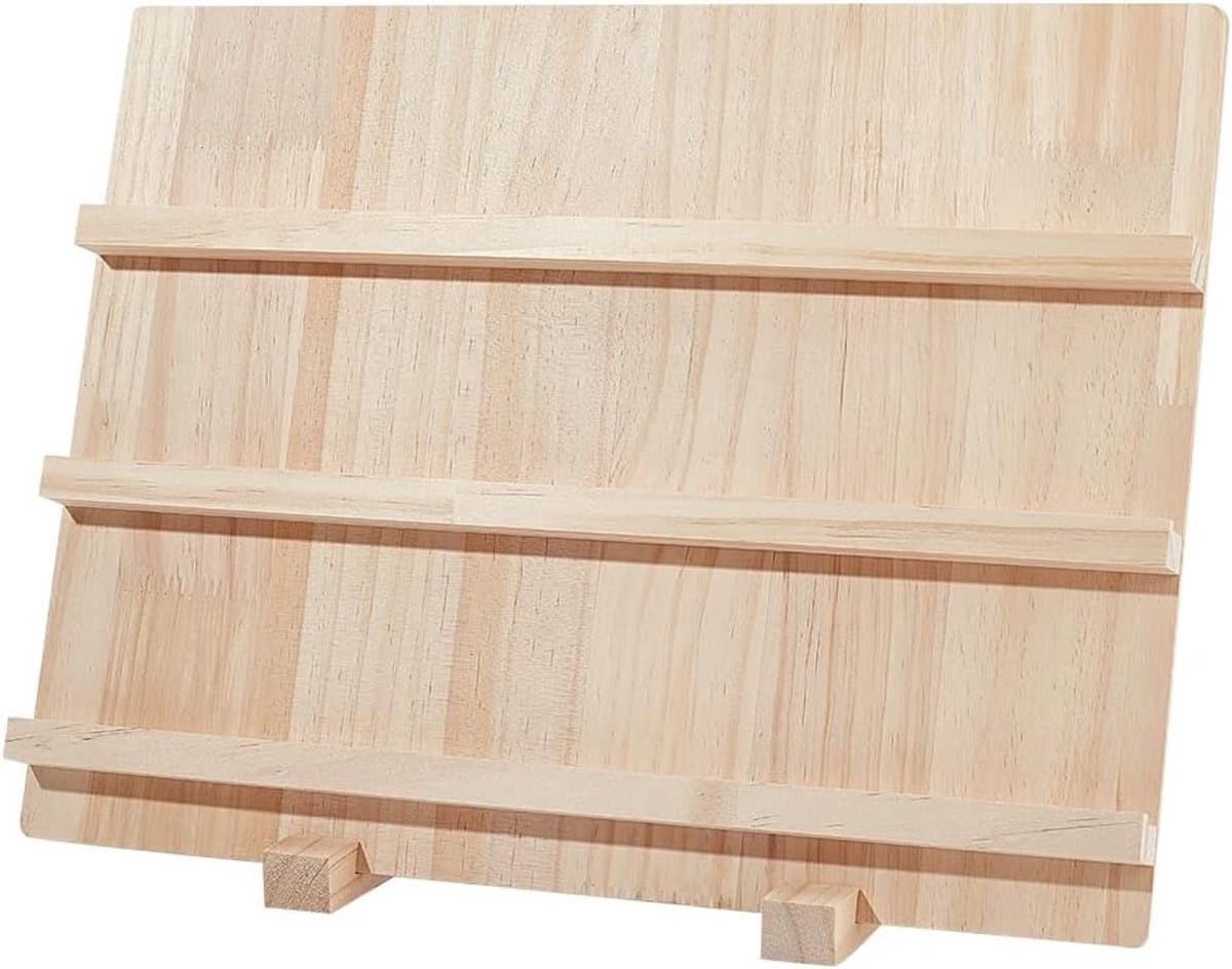 Houten Oorbellen Display Stand met 3 Lagen, Sieradenhouder voor Oorbellen, Kaartenhouder voor Thuis en Winkels, 40x14.3x30cm — afbeelding 1