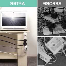 5-pack Zelfklevende Stekkerdoos Houder, Overspanningsbeveiliging, Muurbevestiging voor Kabelbeheer onder Bureau, Ideaal voor Thuis en Kantoor — thumbnail 2