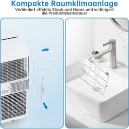 Mobiele airco 7000 BTU 3-in-1 – Stil – Nachtmodus – 24U – Afstandsbediening – Klasse A – Koelmiddel R290 – Compact – Wielen – LED-display — thumbnail 3