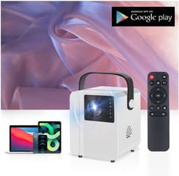 Boscer T2 PRO Android Beamer – Draagbare Mini Projector met WiFi 6, Bluetooth, HDMI, Elektrische Focus & Ingebouwde Speaker – Alles-in-één Smart TV Projector HD – Ondersteunt Google PlayStore, Netflix, Videoland, Disney+, YouTube — thumbnail 1