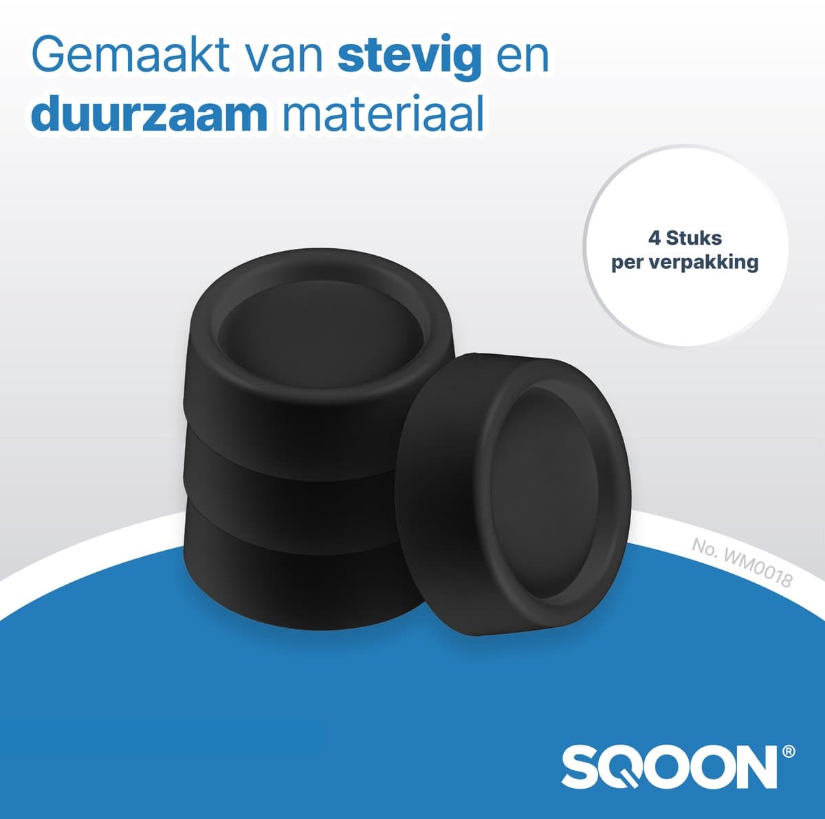 SQOON® Trillingsdempers – 4 stuks - Geschikt voor onder je wasmachine of droger - Zwart — afbeelding 1