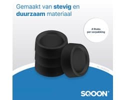 SQOON® Trillingsdempers – 4 stuks - Geschikt voor onder je wasmachine of droger - Zwart