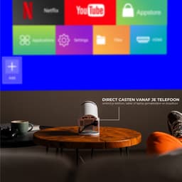 Lumenix® ONE Mini Beamer - Smart TV & 4K support - Netflix - Android 14.0 - Projector - WiFi 6 & Bluetooth 5.0 - Voor iOS en Android - Home Cinema - Wit — thumbnail 5