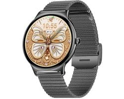 WizBay Premium Select® Ultra Dun 1.42inch AMOLED Elegante Smartwatch Dames Heren AMOLED - Android en iOS - Bluetooth Call - 02 Zuurstof - Dynamic Hartslag & Slaap Monitor - Message - Magnetic Laden - Smartwatches - Zwart Glanzende Kast - Zwarte Band