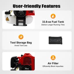 Grasmaaier Benzine 52cc - 1,7 kW Vermogen - PA6 Nylon Materiaal - Zwart - Tuinveger — thumbnail 3