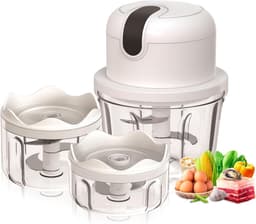 Elektrische hakmolen met USB-aansluiting - mini-keukenmachine - 100 ml - 250 ml - 300 ml - elektrische groentesnijder met 3 scherpe messen - multifunctionele hakmolen knoflookpers voor vlees - groenten — thumbnail 1