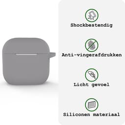 Case - Geschikt voor Apple AirPods 5 - Siliconen Hoes met Clip - Silicone Hoesje Cover - Grijs — thumbnail 3