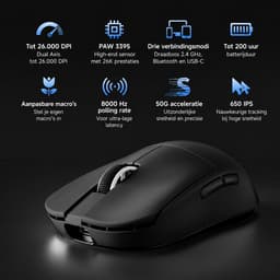 MCHOSE L7 Pro Ultra - Lightweight Gaming Muis – Draadloos – 8000Hz – PAW3395 – 26.000 DPI – 39g – Zwart — thumbnail 5