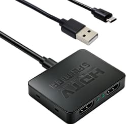 HDMI-splitter 1-in-2 out, 4K HDMI-verdeler voor 2 monitoren tegelijkertijd, 1 ingang op 2 uitgangen met USB-voeding, ondersteunt 4K/Full HD 1080p, geschikt voor pc, tv, laptop en beamer — thumbnail 1