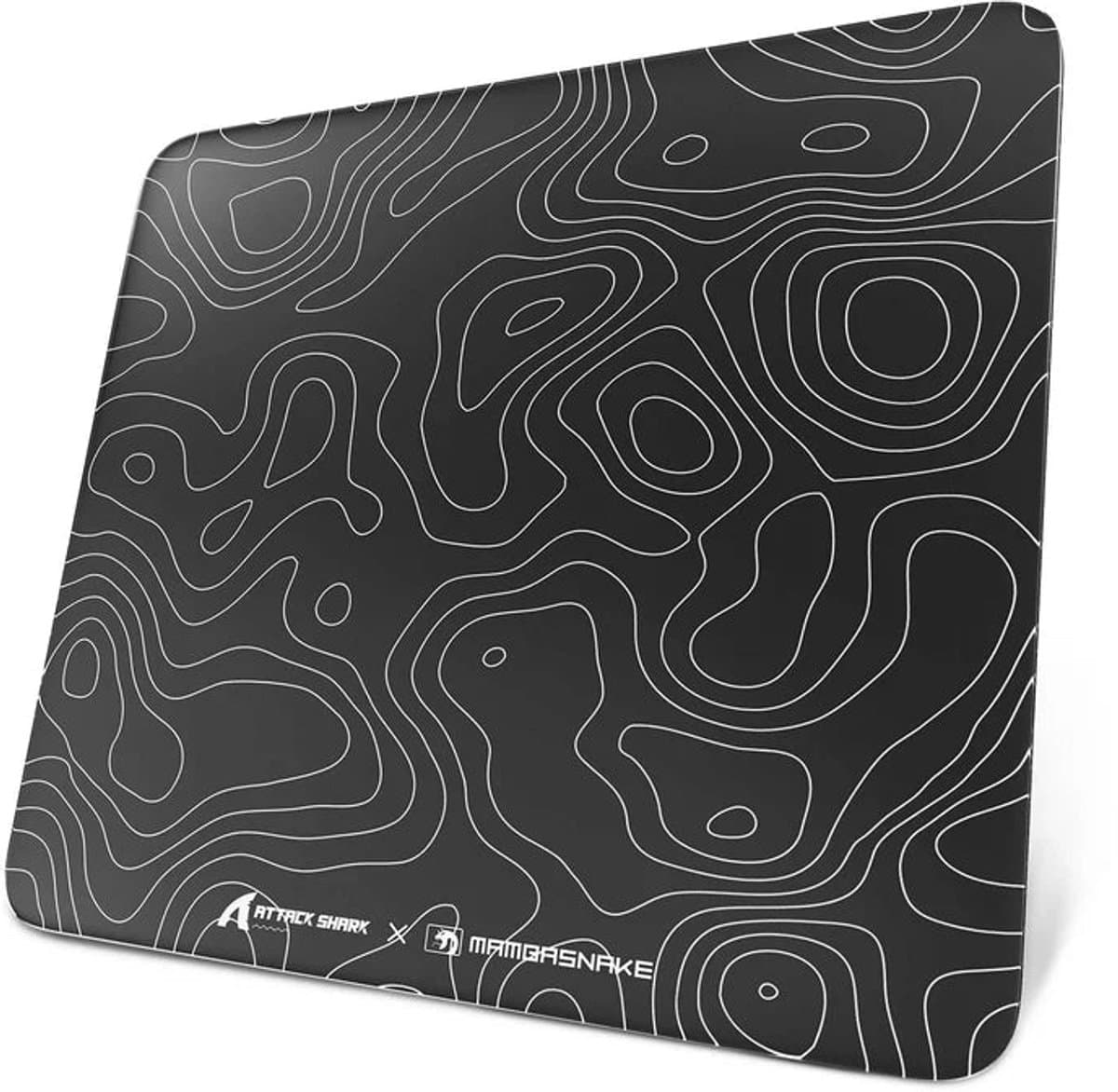Attack Shark CM05 Glazen Muismat, 450 x 400 mm, Gehard Glas - Contour Zwart — afbeelding 1