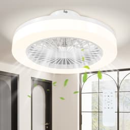 Plafondventilator met LED-verlichting-6 snelheden-afstandsbediening-wit — thumbnail 1