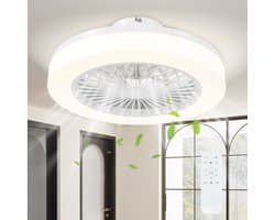 Plafondventilator met LED-verlichting-6 snelheden-afstandsbediening-wit