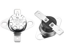 Thermoschakelaar, 2 stuks, 95 °C, normaal gesloten, 125 V, 16 A, thermostaat, snap-disc, temperatuurschakelaar voor magnetrons, oven, koffiezetapparaten, bakeliet materiaal