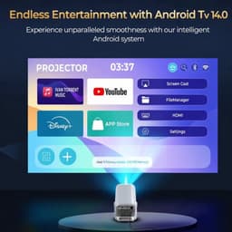 Beamer 500 ANSI Lumen - Native 1080P Resolutie - Android 14 Systeem - LCD Projector - Draagbaar - Home Theater — thumbnail 1