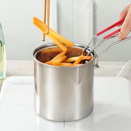 Mini friteuse - Kookpan met frituurmand - Thuis koken - Frituuroplossing - 1.2 L - Zilver — thumbnail 3