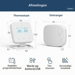 Slimme thermostaat voor gasboiler en waterverwarming, draadloze thermostaat en ontvanger voor centrale verwarming, programmeerbare kamerthermostaat, compatibel met APP en — thumbnail 2