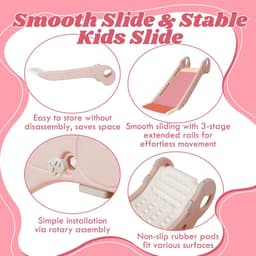 Glijbaan voor kinderen, indoor glijbaan voor bed en bank, peuter bedzijglijbaan met antislip basis, klimglijbaan speelset voor slaap- en woonkamer, Montessori-speelgoed voor de speelplaats, roze — thumbnail 2
