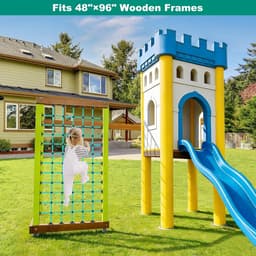 Klimnet voor kinderen met installatiebasis voor 48 x 96 inch houten frames, 1000 lb-capaciteit, ladder, klimnet, ladder voor speeltuinen, boomhutten, schommelsets en obstakelbanen — thumbnail 5