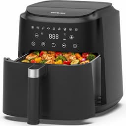 XL Airfryer 6L, heteluchtfriteuse met 9 programma's, heteluchtfriteuse met digitaal display, warmhoudfunctie, 1650 W, metalen binnenruimte, zonder PFAS, voor gezond koken, 40-200 °C — thumbnail 1
