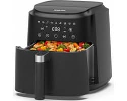 XL Airfryer 6L, heteluchtfriteuse met 9 programma's, heteluchtfriteuse met digitaal display, warmhoudfunctie, 1650 W, metalen binnenruimte, zonder PFAS, voor gezond koken, 40-200 °C