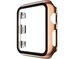Hoesje geschikt voor Apple Watch 38MM - Bumper hoesje - Screenprotector - TPU - Rose Goud
