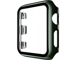 Hoesje geschikt voor Apple Watch 44MM - Bumper hoesje - Screenprotector - TPU - Donkergroen