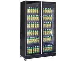 Combisteel Koelkast - 758L - Zwart - +2°C/+10°C - Geforceerd - 2 Draaideuren - Wielen - 1100x600x1980mm - Horeca Koelkast