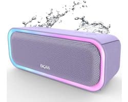 Draadloze Bluetooth Speaker met 20W Stereo Geluid, Extra Bass, IPX6 Waterproof, TWS Koppeling, Multikleurige Lichten, 20U Speeltijd, Draagbaar voor Strand en Buitengebruik