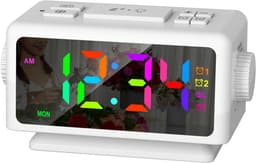 Gloovon® - Wekker Radio - Digitale Wekker - Klok - Twee alarmen - Dimbaar LED display - Dual USB - Kinderwekker - Digitale klok slaapkamer - Wit — thumbnail 1