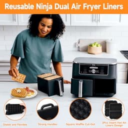 Siliconen Luchtfriteuse Voeringen - 2 Stuks Herbruikbare Wafel Inserts voor Heteluchtfriteuse — thumbnail 6