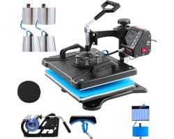 VEVOR Heat Press Machine 12x15 Sublimatie Printer Digitaal LED-Display Transferpers 10 in 1 Zwart Hittepers + Benodigde Accessoires voor Verstrekt Afbeeldingen op T-shirts/Hoeden/Borden/Bekers/Pennen