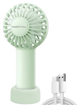 Draagbare mini-ventilator met 3 snelheden - Oplaadbare handventilator voor reizen en make-up — thumbnail 5