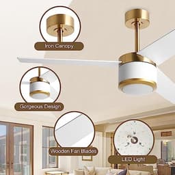 Plafondventilator met Verlichting en Afstandsbediening - 132 cm, 6 Snelheden, Timer, DC-motor, Wifi en Alexa Bediening — thumbnail 4