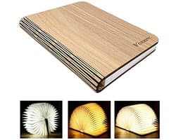 Houten opvouwbare boekenlamp met LED verlichting, sfeervolle bedlamp en decoratieve lichtbron, handig en oplaadbaar, perfect als cadeau