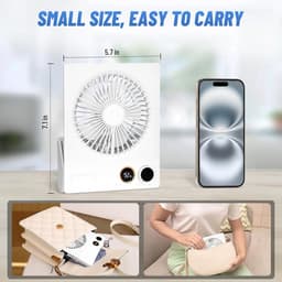 Draagbare Mini Tafelventilator met Afstandsbediening - 180° Kanteling, USB Oplaadbaar, Stil en Compact — thumbnail 5