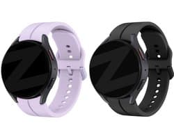 Bandz Bundel – Siliconen Bandje ‘Extreme’ Zwart + Lichtpaars – geschikt voor Samsung Galaxy Watch 7 / 6 (Classic) / 5 (40mm & 44mm / Pro) / 4 (Classic) / Watch FE – Smartwatch Sportband met Gespsluiting