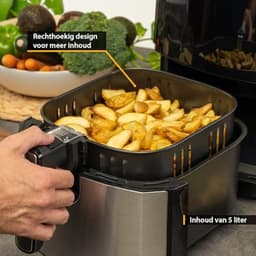 Airfryer 5L met Digitale Timer en 8 Programma's | Roestvrijstalen Mand | Gezond Frituren tot 200°C — thumbnail 4